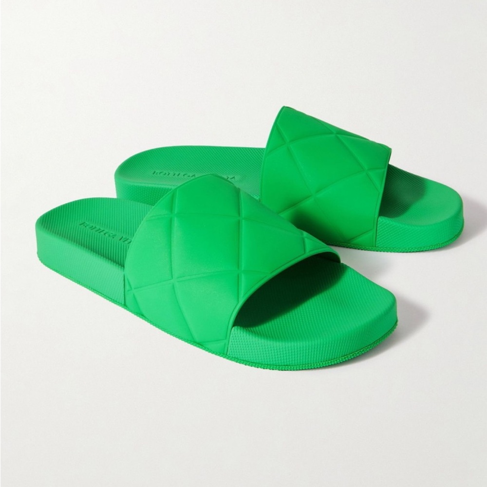 Green Bottega Veneta Slides